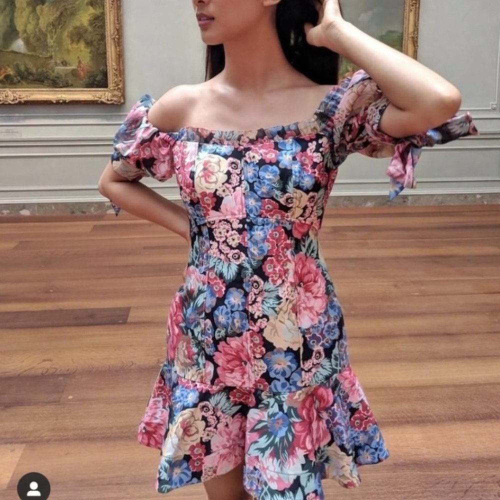 Keepsake the Label Runaway Floral Off-the-Shoulder Mini Dress